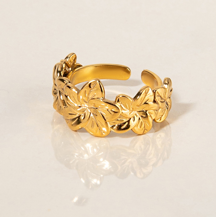 Anillo Amaranta diseño en flores dorado ajustable - Anillo Victoria Secret para mujeres